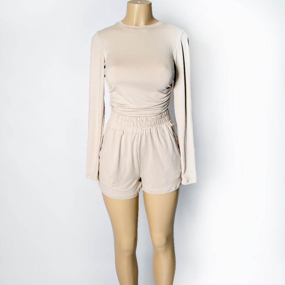 2 Piece Beige Short Set